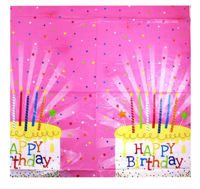 Disposable PE Table Cover for Rectangle Table Birthday Party Decorations - 54 x 72 , Pink