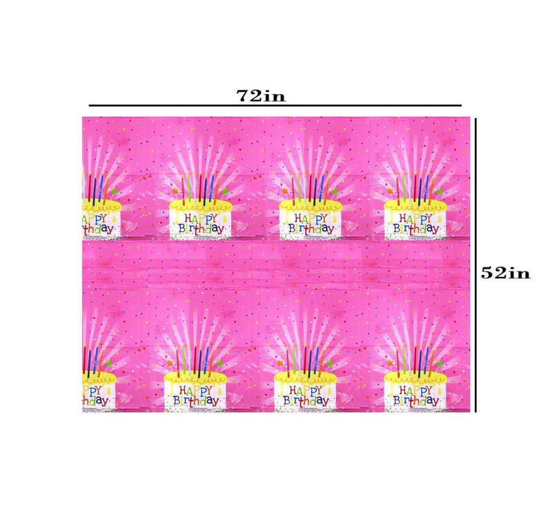 Disposable PE Table Cover for Rectangle Table Birthday Party Decorations - 54 x 72 , Pink