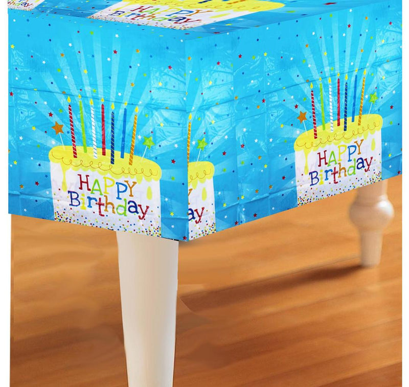 Disposable PE Table Cover for Rectangle Table Birthday Party Decorations - 54 x 72 , Blue