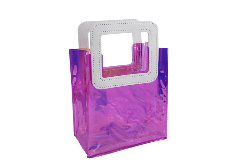 Transparent Clear Nylon Gift Bag High Quality PVC Handled Gift and Shopping Bag (Pink, 18x20x10 cm)