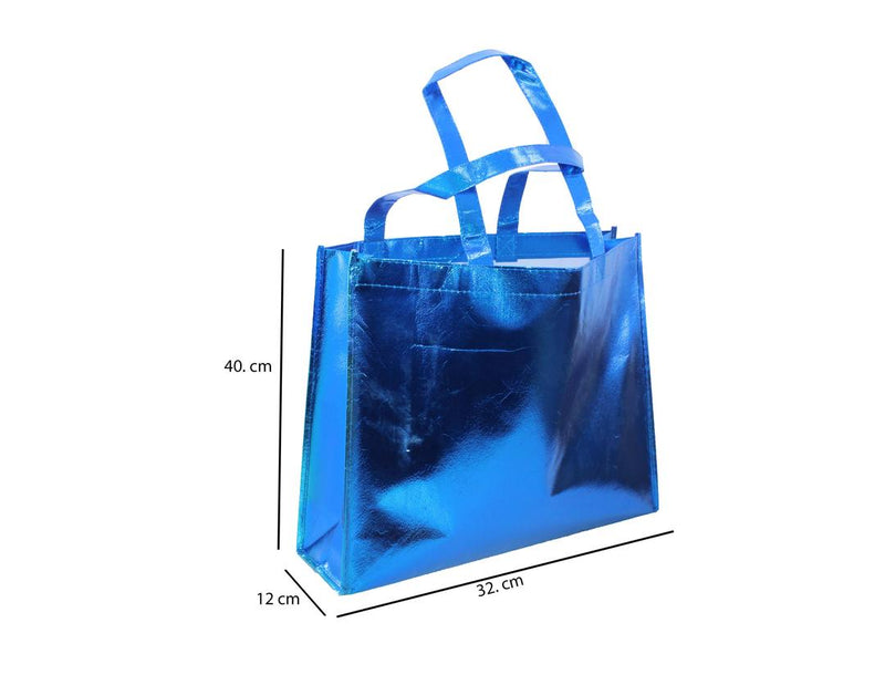 Reusable Non-Woven Fabric Grocery Tote Bag With Handle - 40 x 12 x 32cm, Blue