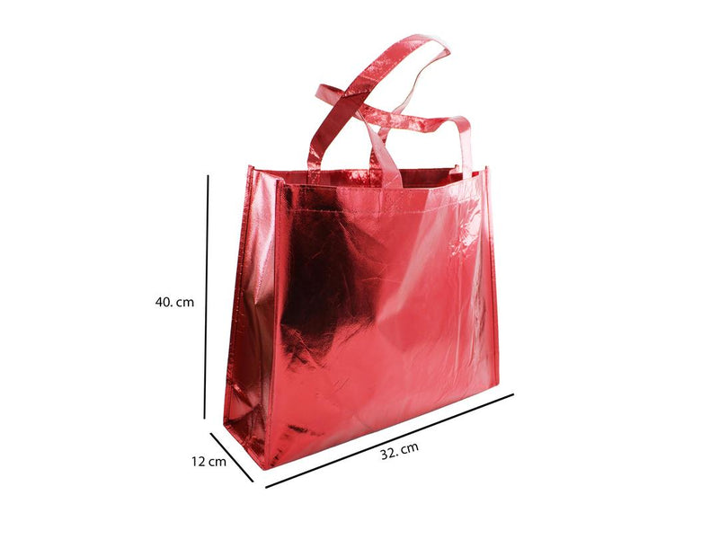 Reusable Non-Woven Fabric Grocery Tote Bag With Handle - 40 x 12 x 32cm, Red