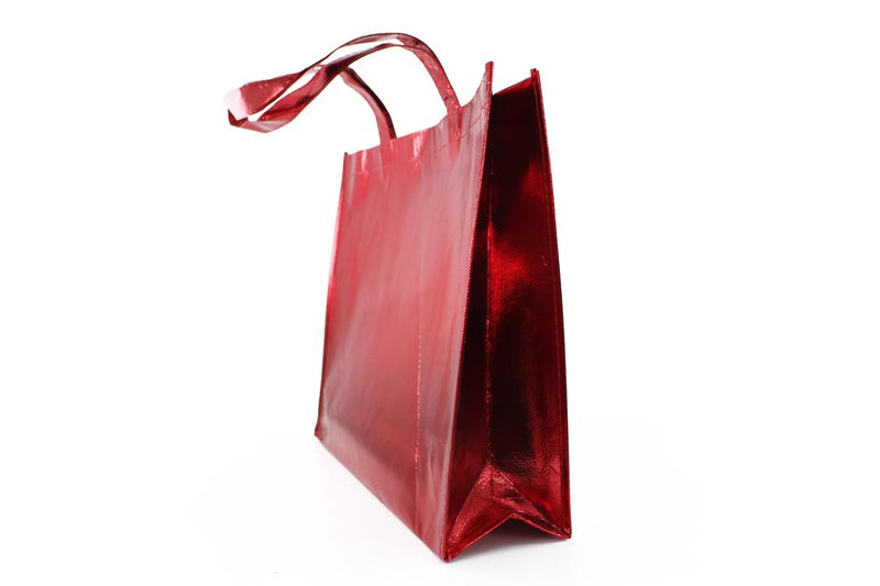 Reusable Non-Woven Fabric Grocery Tote Bag With Handle - 40 x 12 x 32cm, Red