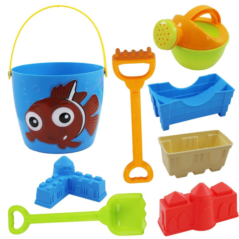 8 Pcs Beach Fun Set Water And Sand Toys, Perfect for Outdoor Play Bucket Included - 909010