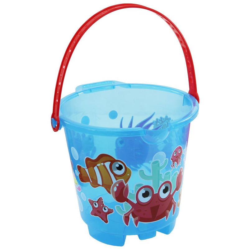 6 Pcs Beach Toys Bucket Set Includes Bucket, Spade, Shovel, Rake, Moulds, and Water Toy - 909036