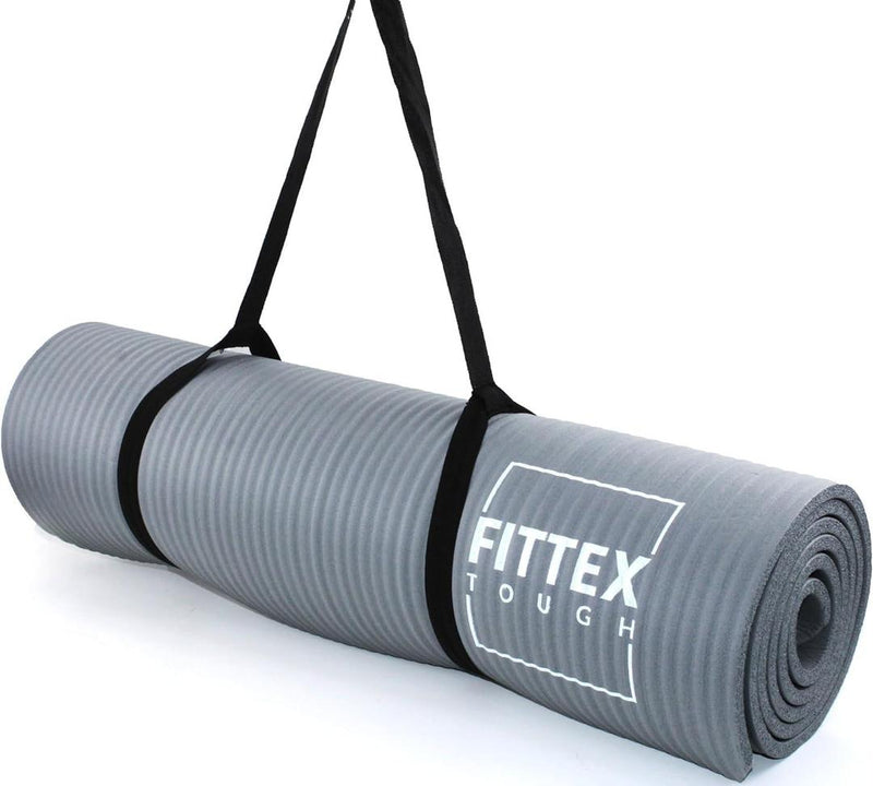 Yoga Mat With Carry Strap, 188 x 61 x 1cm, Made of Durable Non-slip 10mm Thick Material, Grey