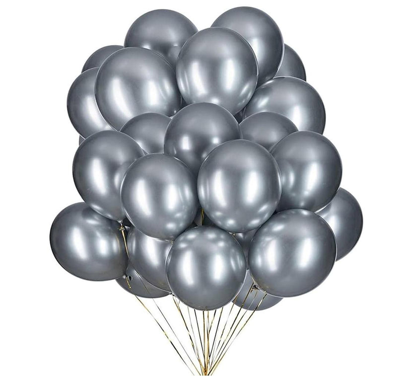 Metallic Balloon 12 Inch, Dark Silver - 40 Pcs