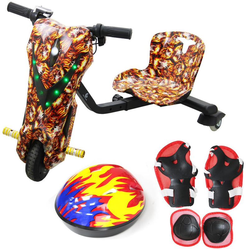 Drifting Electric Scooter for Kids & Adults - 350W Motor, 36V Battery, Bluetooth, Safety Gear, 6 & 8