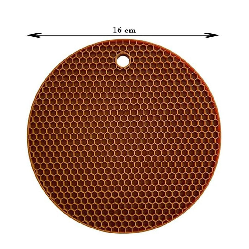 Non-Slip Silicone Trivets Mat Set of 2 Multi Purpose Drying Mats, Heat Resistant to 464°F, Brown