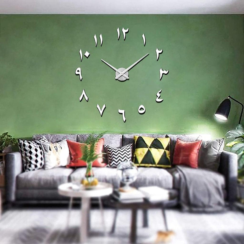 Large DIY Wall Clock Modern 3D Wall Clock With Arabic Number