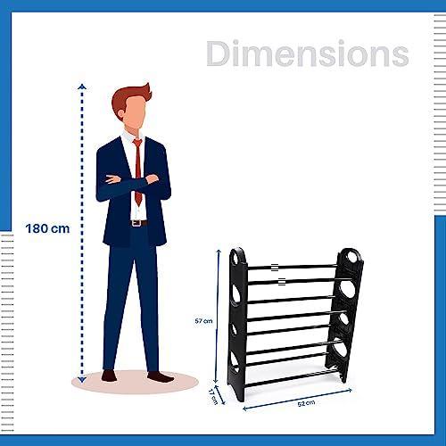 Foldable Lightweight Plastic Shoe Rack with 4 Shelves & Iron Rods