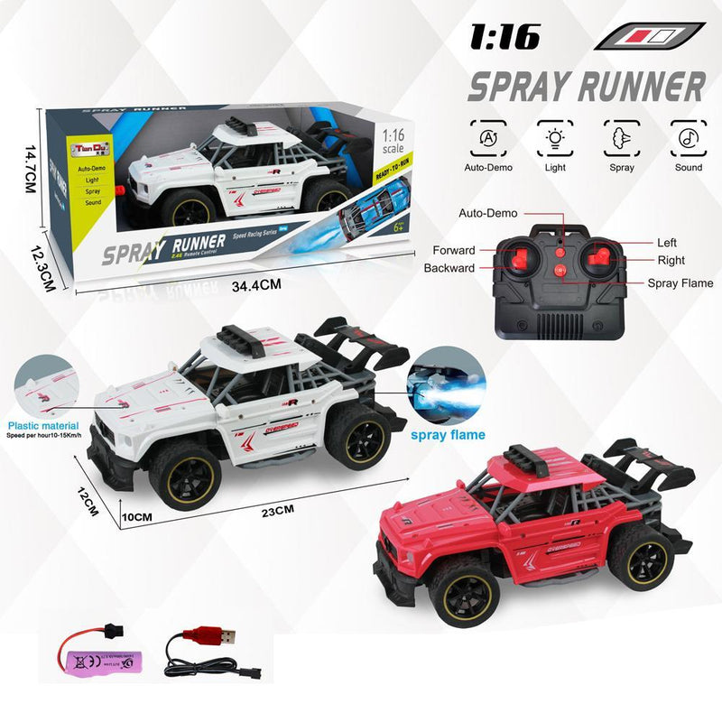 2.4G 1:16 4CH RC Mercedes-Benz Big G High-Speed Car With Spray & Rechargeable Battery - Assorted Col