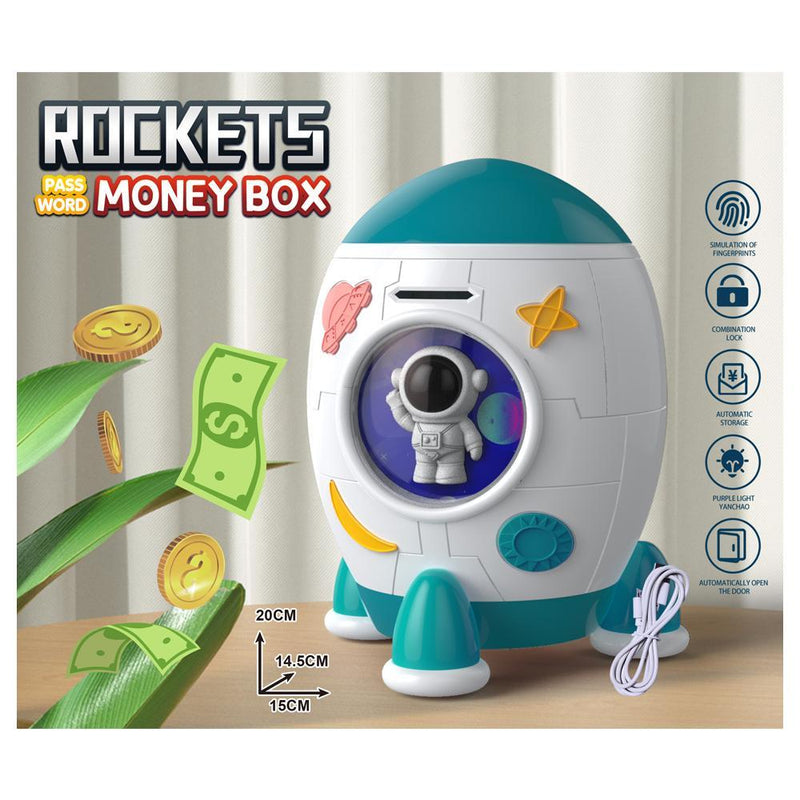 Space Rocket Fingerprint & Face Recognition Money Box