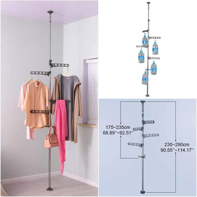 3 - Tier Adjustable Vertical Laundry Pole & Garment Rack - Gamplanet