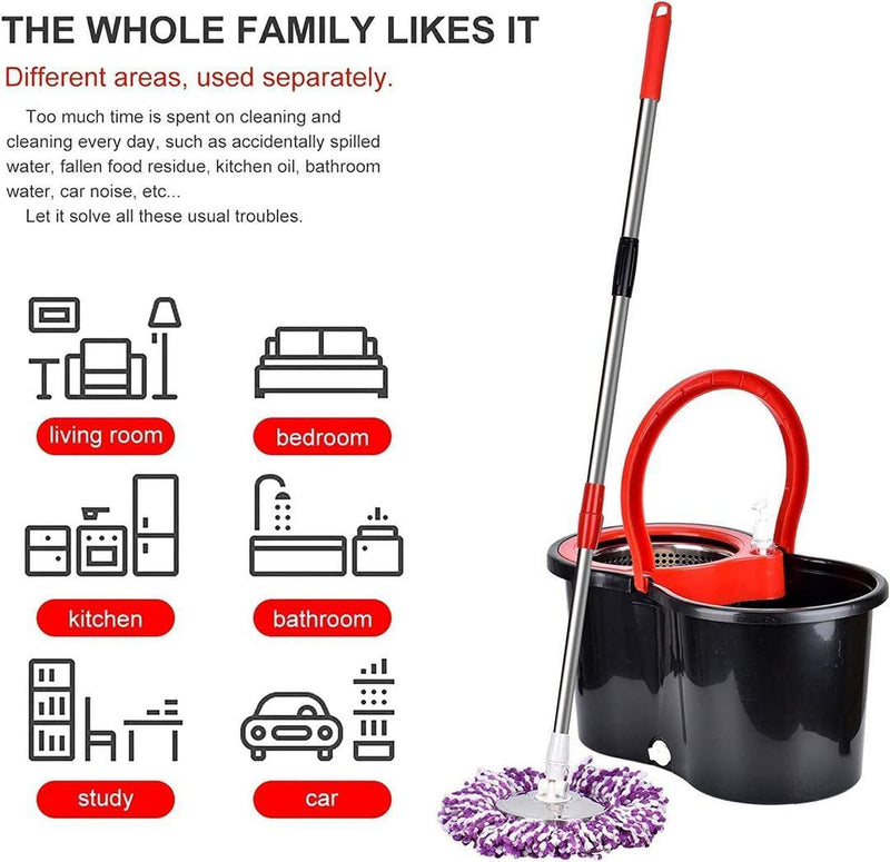 360 Spin Mop Bucket System with Stainless Steel Cleaning Set - Gamplanet