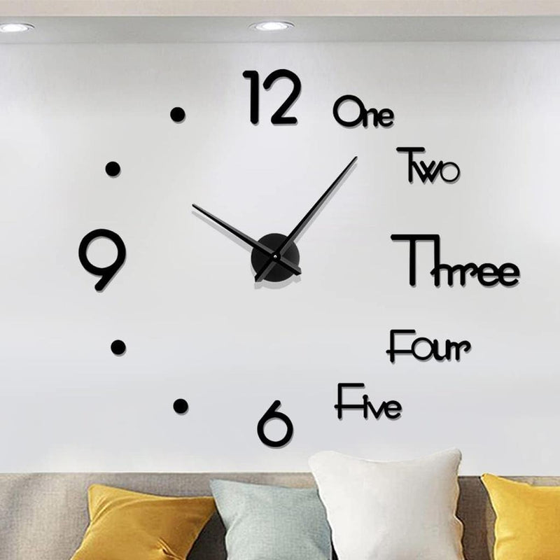 3D DIY Wall Clock Acrylic Mirror Surface Decoration Wall Clock - Gamplanet