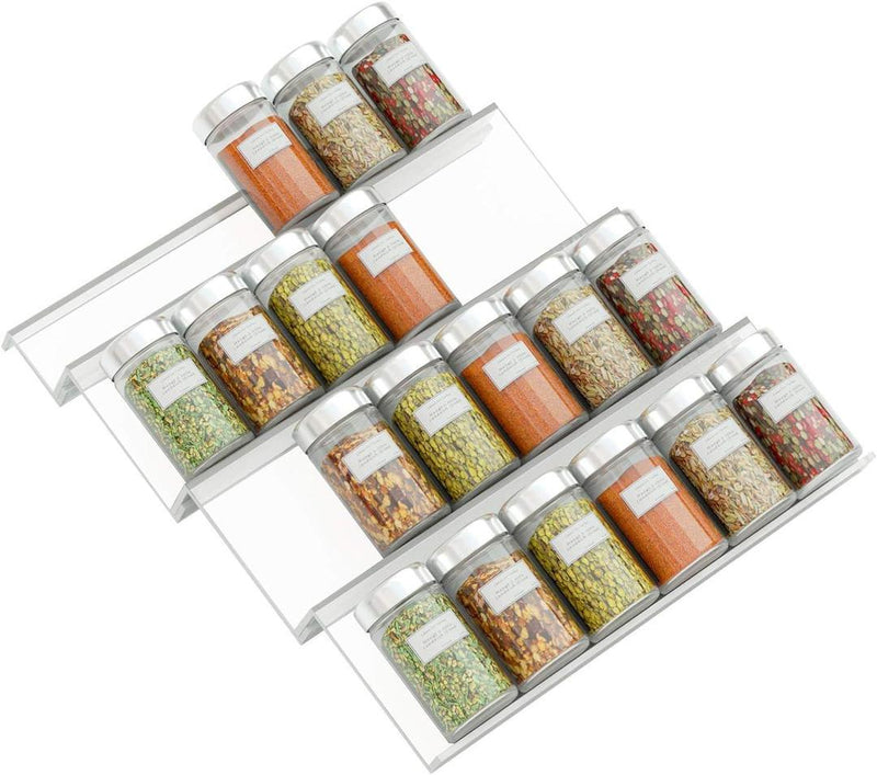 4 - Tier Acrylic Spice Rack Drawer Organizer for Kitchen Cabinets - Gamplanet