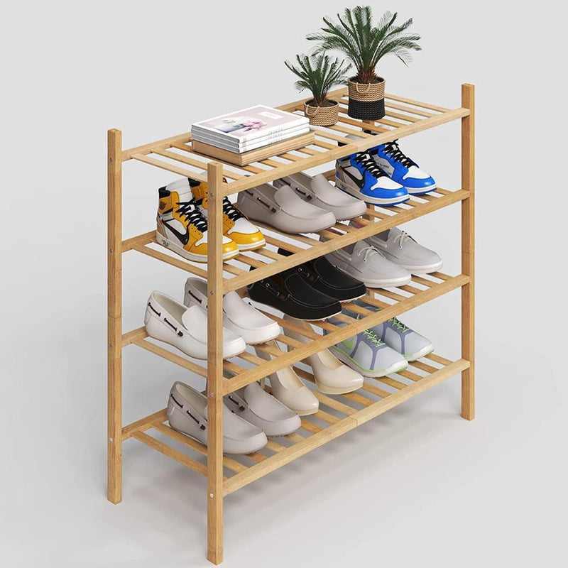 4 - Tier Free Standing Stackable Bamboo Shoe Rack - Gamplanet