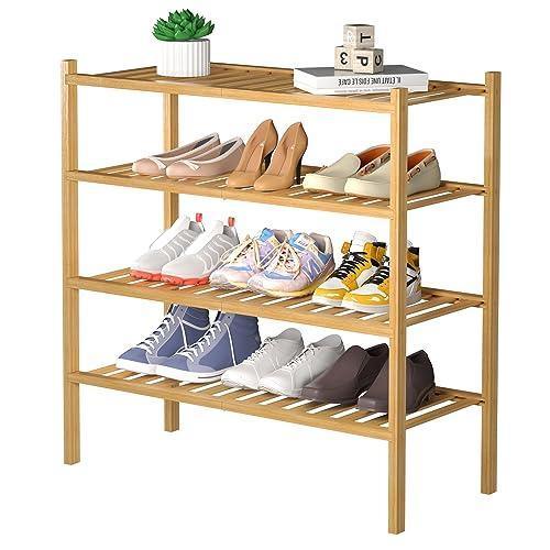 4 - Tier Free Standing Stackable Bamboo Shoe Rack - Gamplanet