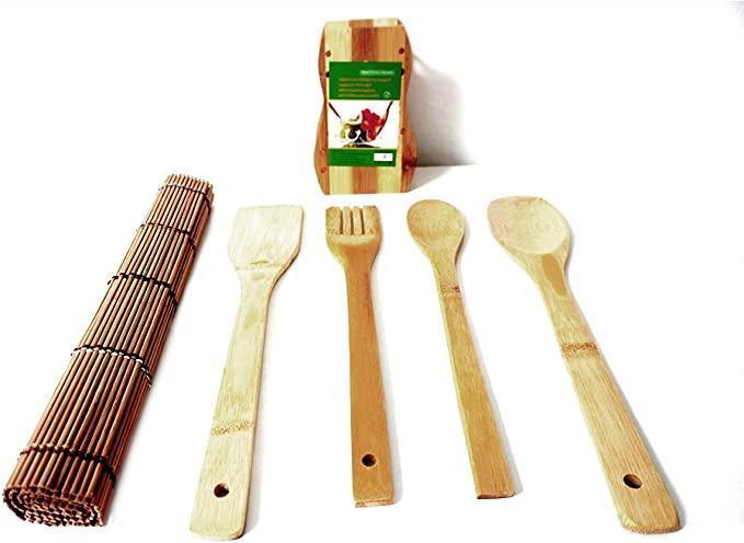 5 Pcs Bamboo Travel Cutlery Kit - Gamplanet