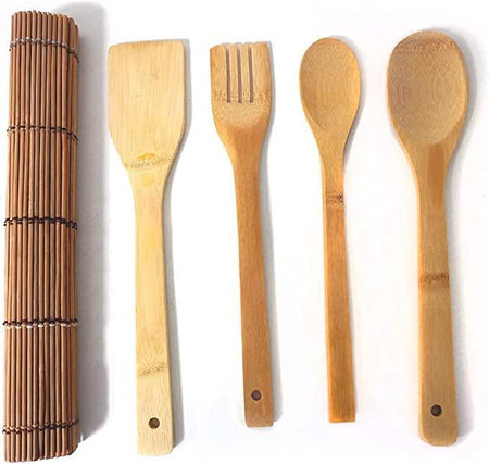 5 Pcs Bamboo Travel Cutlery Kit - Gamplanet