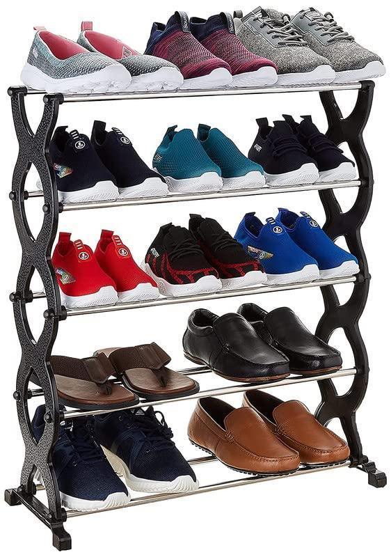 5 - Tier Adjustable Shoe Rack Storage for 25 Pairs, Black - Gamplanet