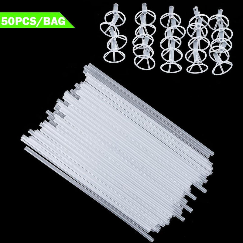 50 Pcs Balloon Support Sticks with Cups and Stand Party Decoration Accessories, Clear - Gamplanet