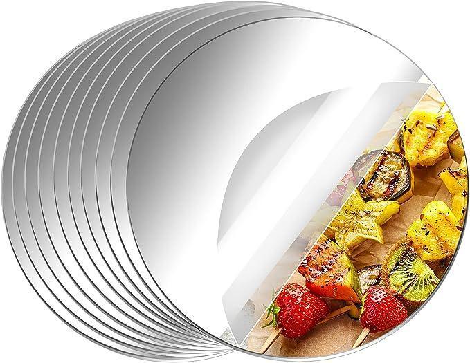 6 - Pack 6 - Inch Acrylic Round Self - Adhesive Mirror Plates - Silver - Gamplanet