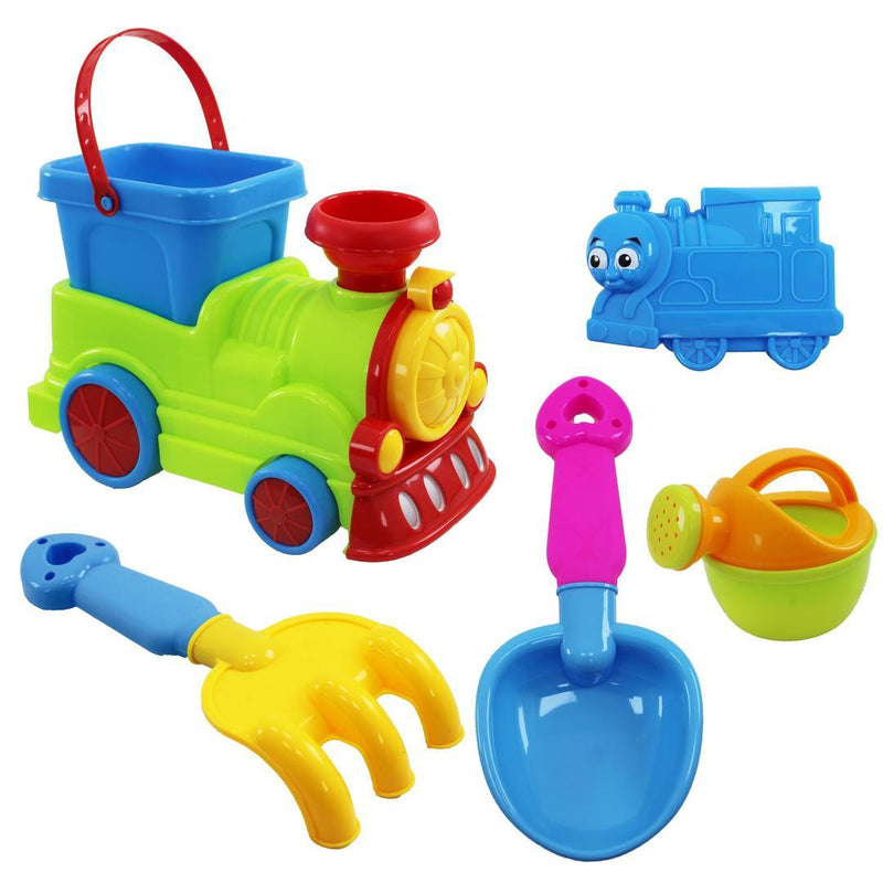 6 Pcs Beach Toys Train Set Sand And Water Play Tools with Bucket - 909021 - Gamplanet