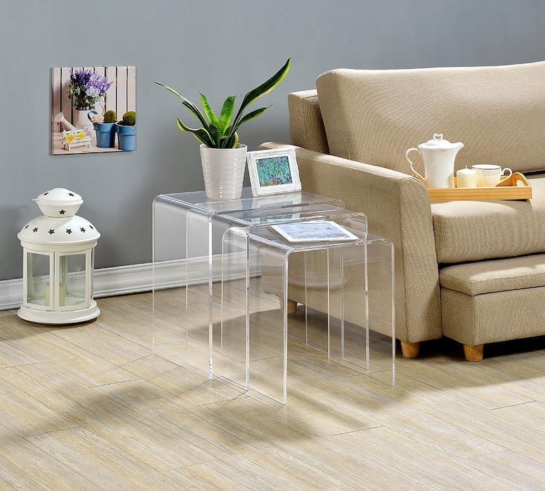 Acrylic Nesting Coffee Table - Portable & Modern Table Set - Gamplanet