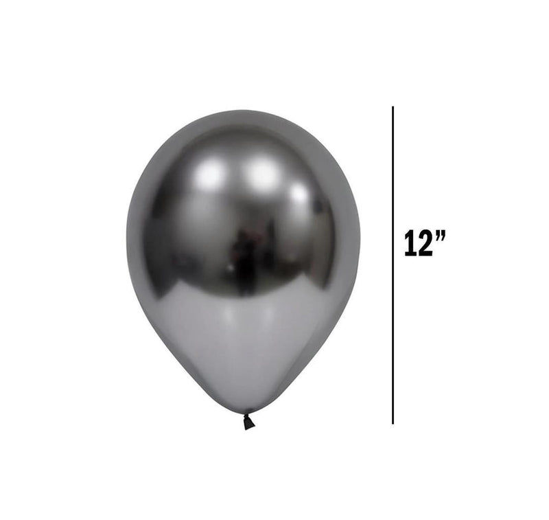 Metallic Balloon 12 Inch, Dark Silver - 40 Pcs - Gamplanet