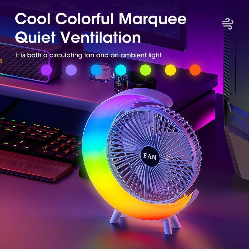 Multicolor Desk Fan With LED Lights - Gamplanet