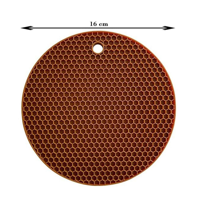 Non - Slip Silicone Trivets Mat Set of 2 Multi Purpose Drying Mats, Heat Resistant to 464°F, Brown - Gamplanet