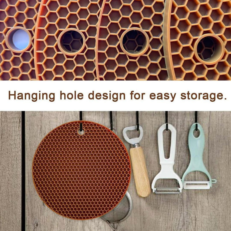 Non - Slip Silicone Trivets Mat Set of 2 Multi Purpose Drying Mats, Heat Resistant to 464°F, Brown - Gamplanet