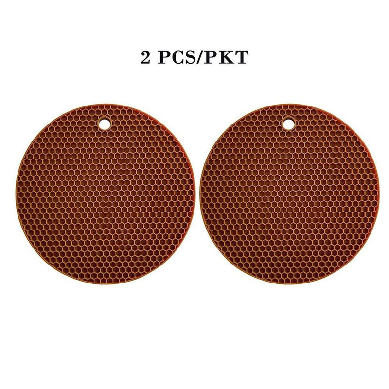 Non - Slip Silicone Trivets Mat Set of 2 Multi Purpose Drying Mats, Heat Resistant to 464°F, Brown - Gamplanet