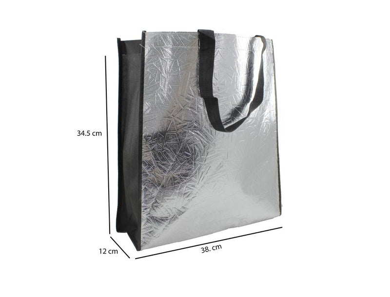 Non - Woven Fabric Tote Bag for Stylish Convenience - 34.5 x 12 x 38cm, Silver - Gamplanet