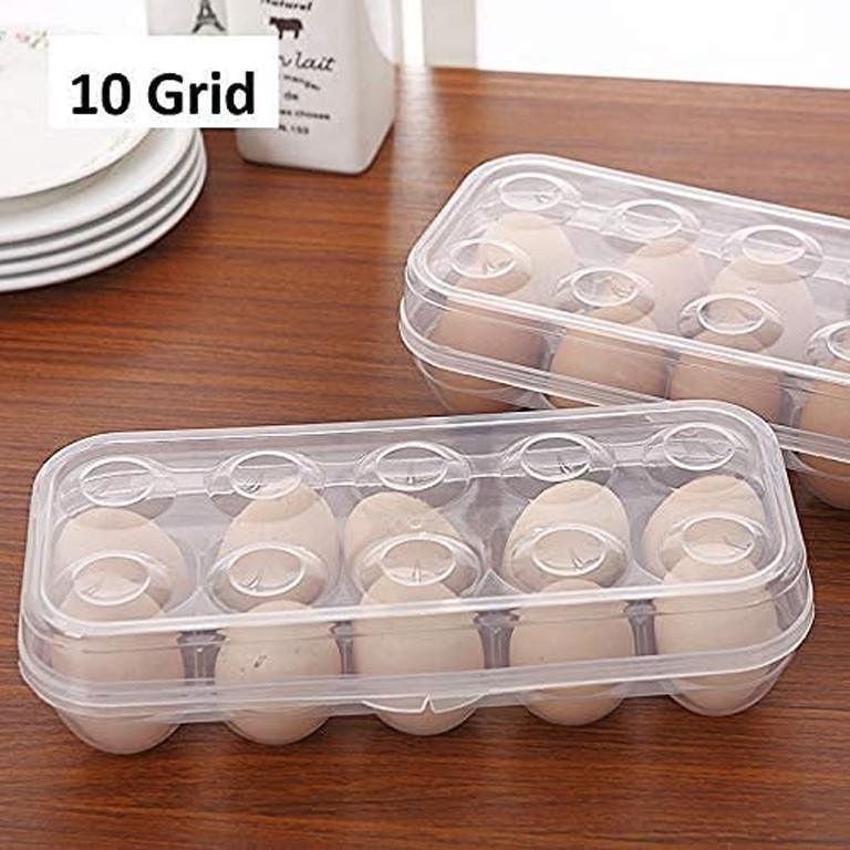 Portable Plastic Refrigerator Egg Container 10 Section Standard Size Egg Holder Fridge Tray - Gamplanet