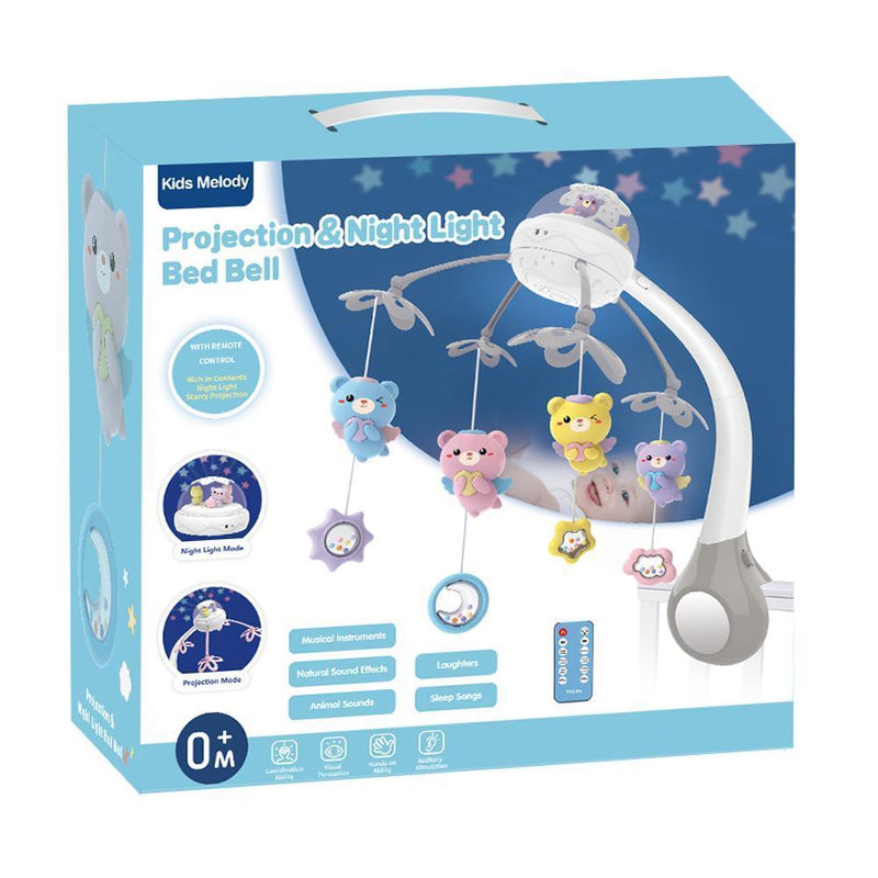 Projection Night Light Baby Bed Bell - Macaron Pink Blue - USB Rechargeable With Upgrade Large Holde - Gamplanet