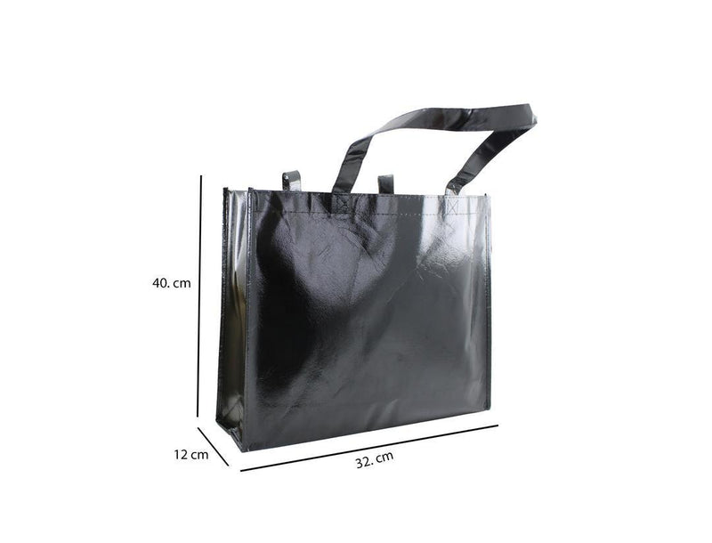 Reusable Non - Woven Fabric Grocery Tote Bag With Handle - 40 x 12 x 32cm, Black - Gamplanet