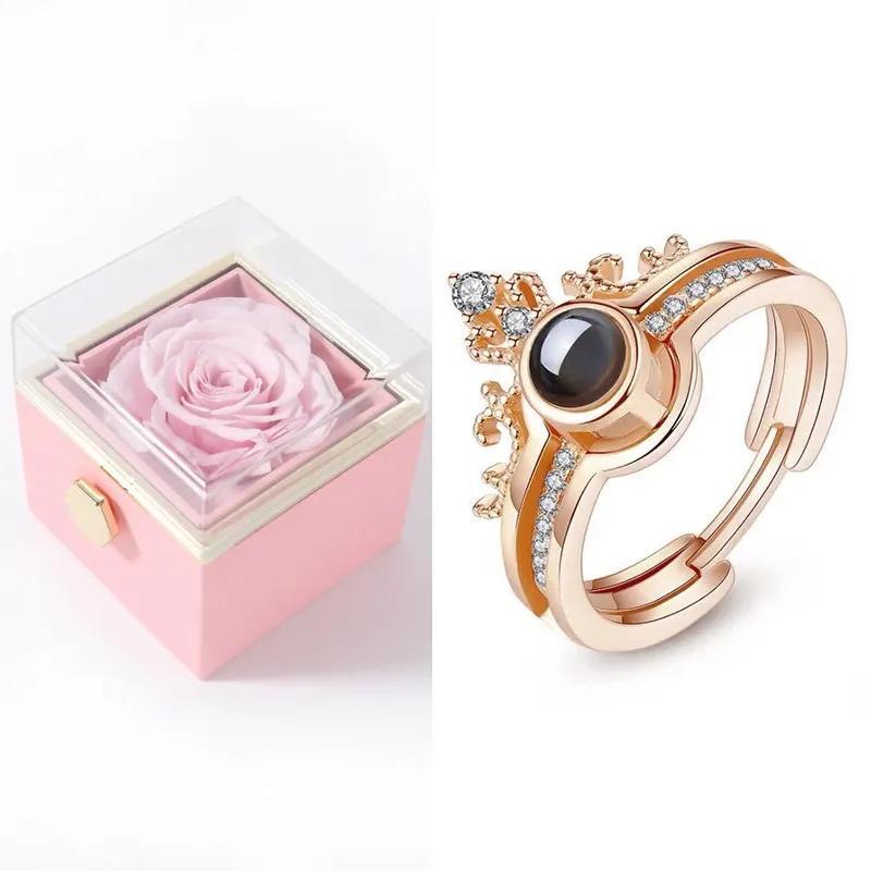 Rotating Eternal Rose Jewelry Box - Ideal for Rings, Earrings, and Necklaces - Gamplanet