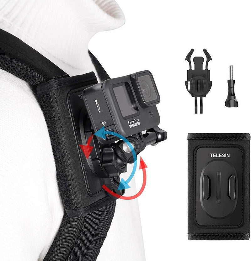 TELESIN Action Camera Backpack Strap With 360 Rotatable J Hook Mount, 21040202 - Gamplanet