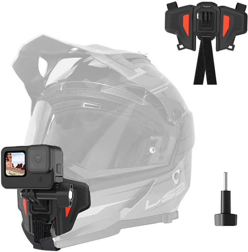 TELESIN Upgraded Motorcycle Helmet Chin Mount For GoPro Insta360 DJI Osmo (Orange), 21070602 - Gamplanet