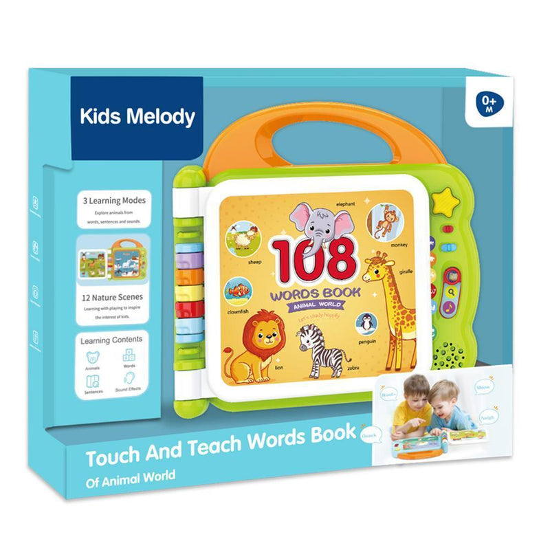 Touch And Teach Words Book of Animal World - 12 Nature Scenes - 3 Learning Modes & Music World - Gre - Gamplanet