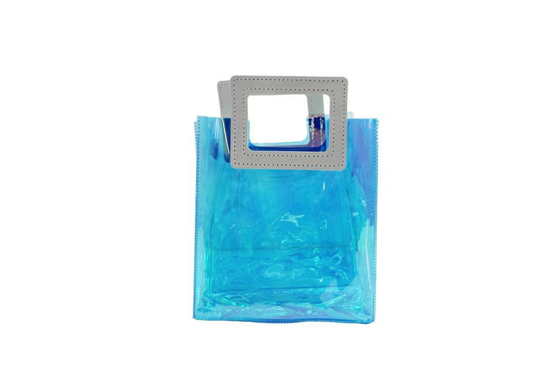 Transparent Clear Nylon Gift Bag High Quality PVC Handled Gift and Shopping Bag (Blue, 18x20x10 cm) - Gamplanet