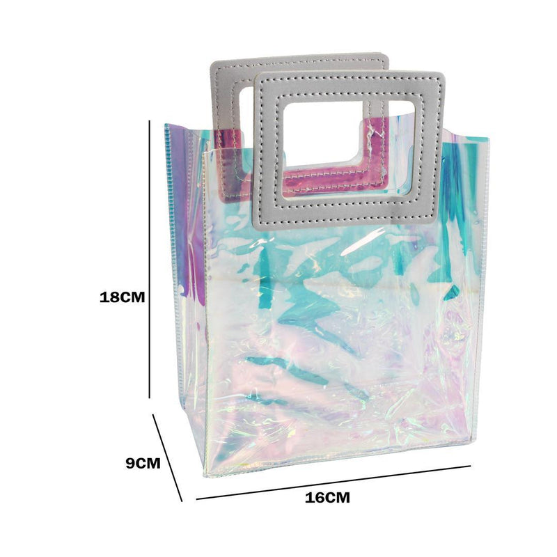 Transparent Clear Nylon Gift Bag High Quality PVC Handled Gift and Shopping Bag (Clear, 16x18x9 cm) - Gamplanet