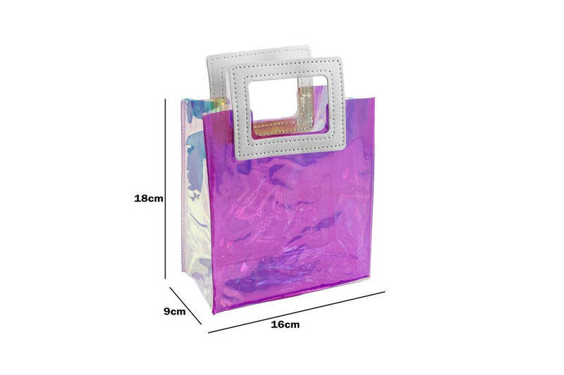 Transparent Clear Nylon Gift Bag High Quality PVC Handled Gift and Shopping Bag (Pink, 16x18x9 cm) - Gamplanet