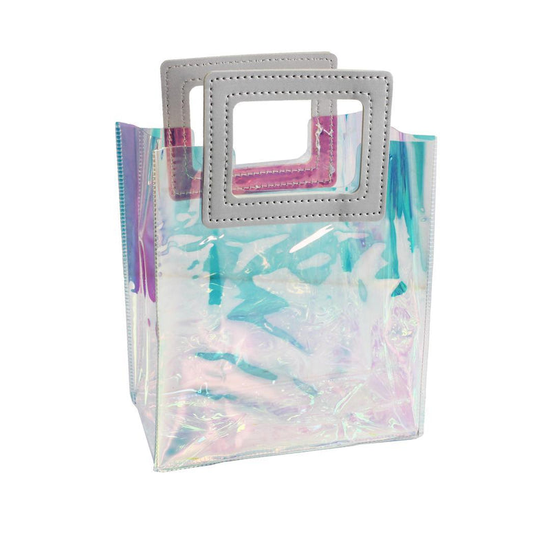 Transparent Clear Nylon Gift Bag High Quality PVC Handled Gift and Shopping Bag (Silver, 18x20x10 cm - Gamplanet