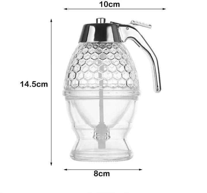 Transparent Glass Honey Juice Syrup Dispenser Pot - Gamplanet