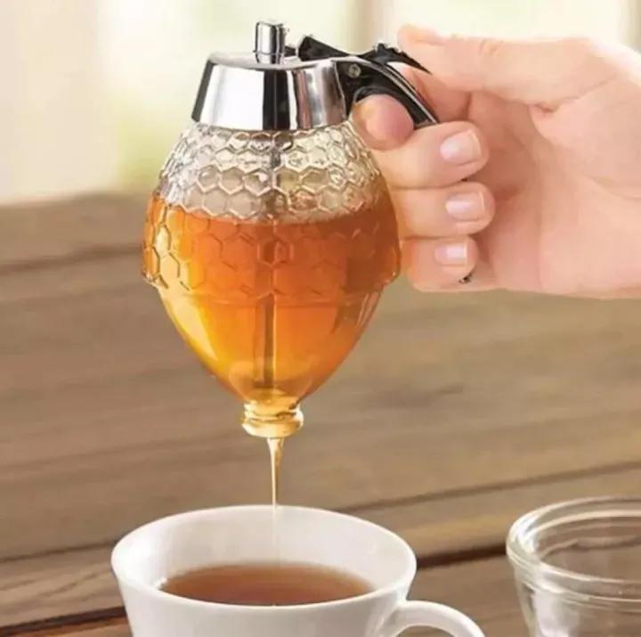 Transparent Glass Honey Juice Syrup Dispenser Pot - Gamplanet