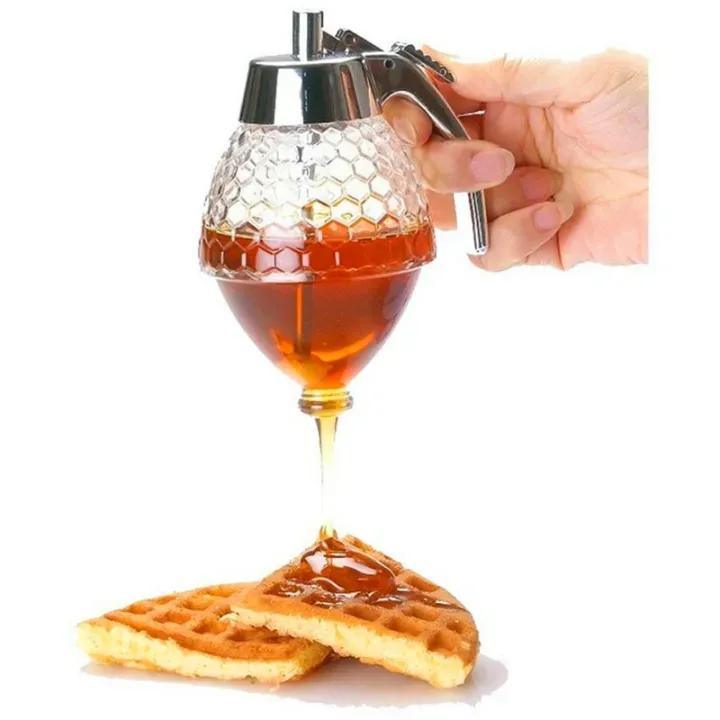 Transparent Glass Honey Juice Syrup Dispenser Pot - Gamplanet